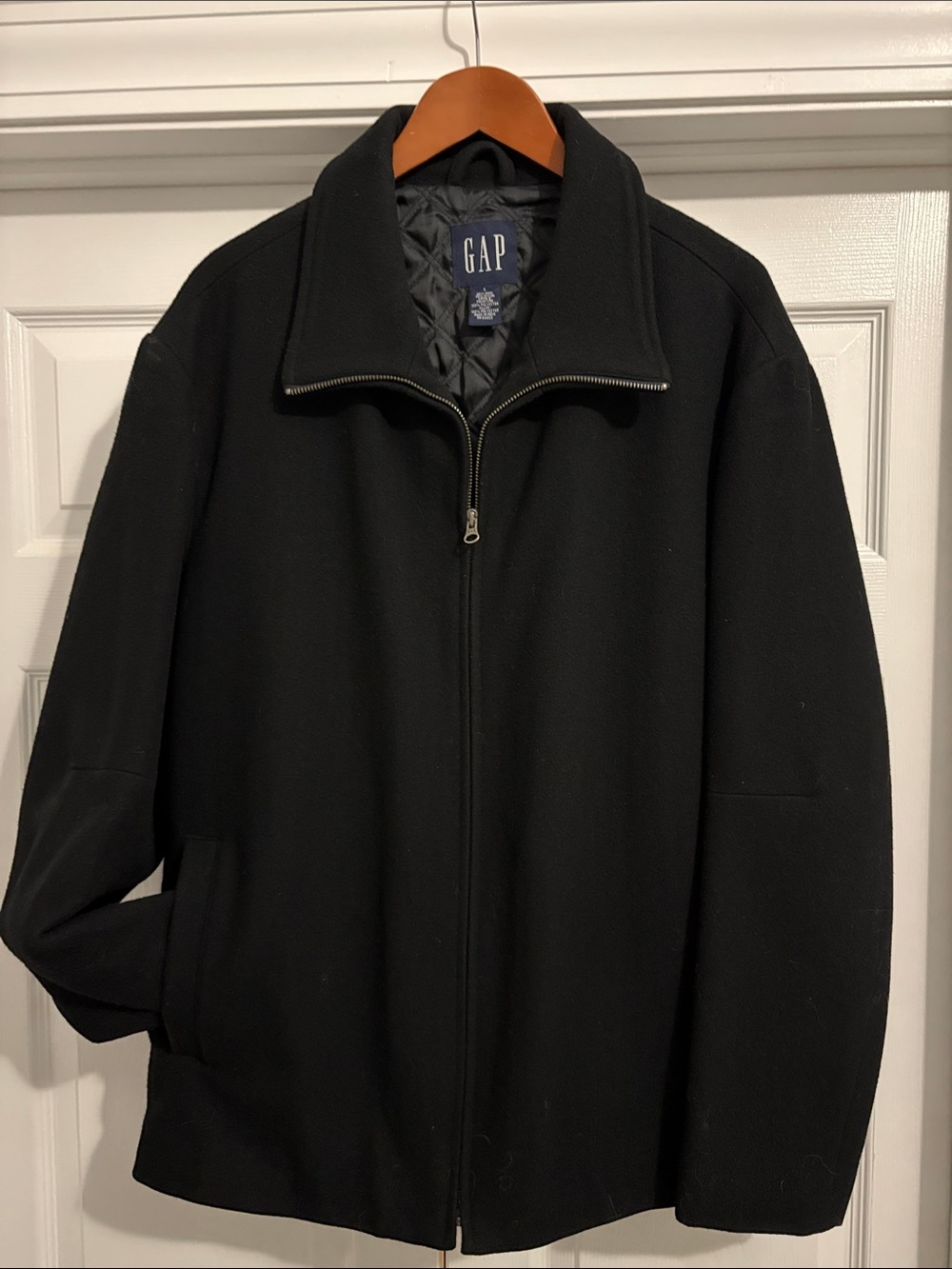GAP Men's Black Zip-Up Jacket with Stand Collar